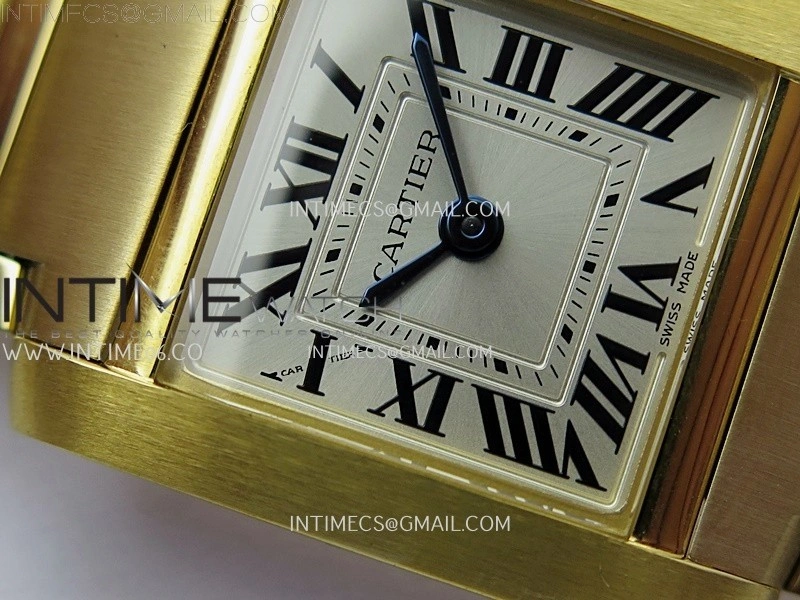 Tank Francaise Ladies 21.2mm YG 8848F 1:1 Best Edition Silver Dial on YG Bracelet Ronda Quartz V2